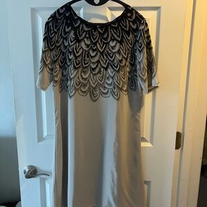 BCBGMaxAzria Black and Gray Long Sleeve Dress